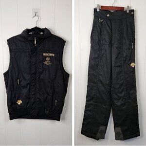 Decente Gold Black Sleeveless Zip Vest Snow Pants Ski Snowsuit Womens Medium